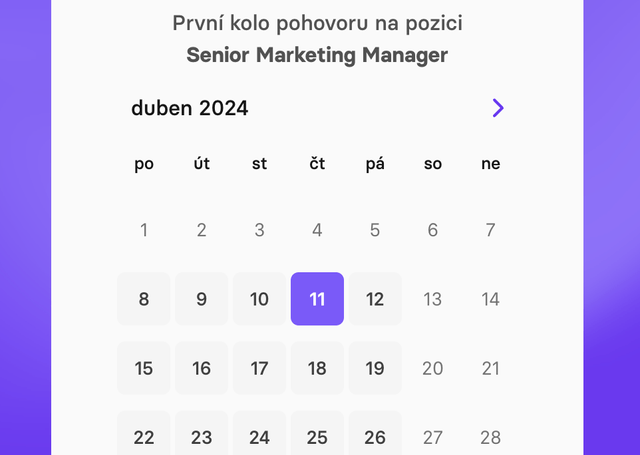 Příklad použití Zaptime pro pohovory.